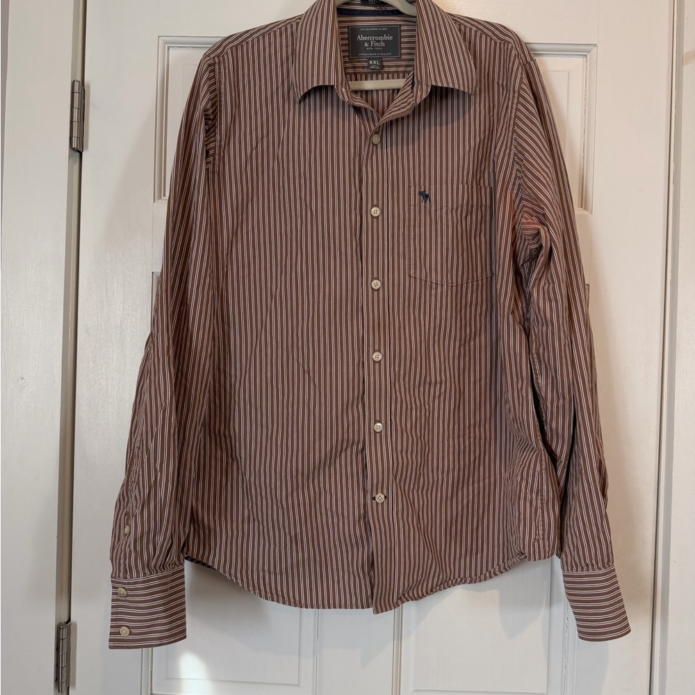 Abercrombie & Fitch Men's Brown Striped Shirt